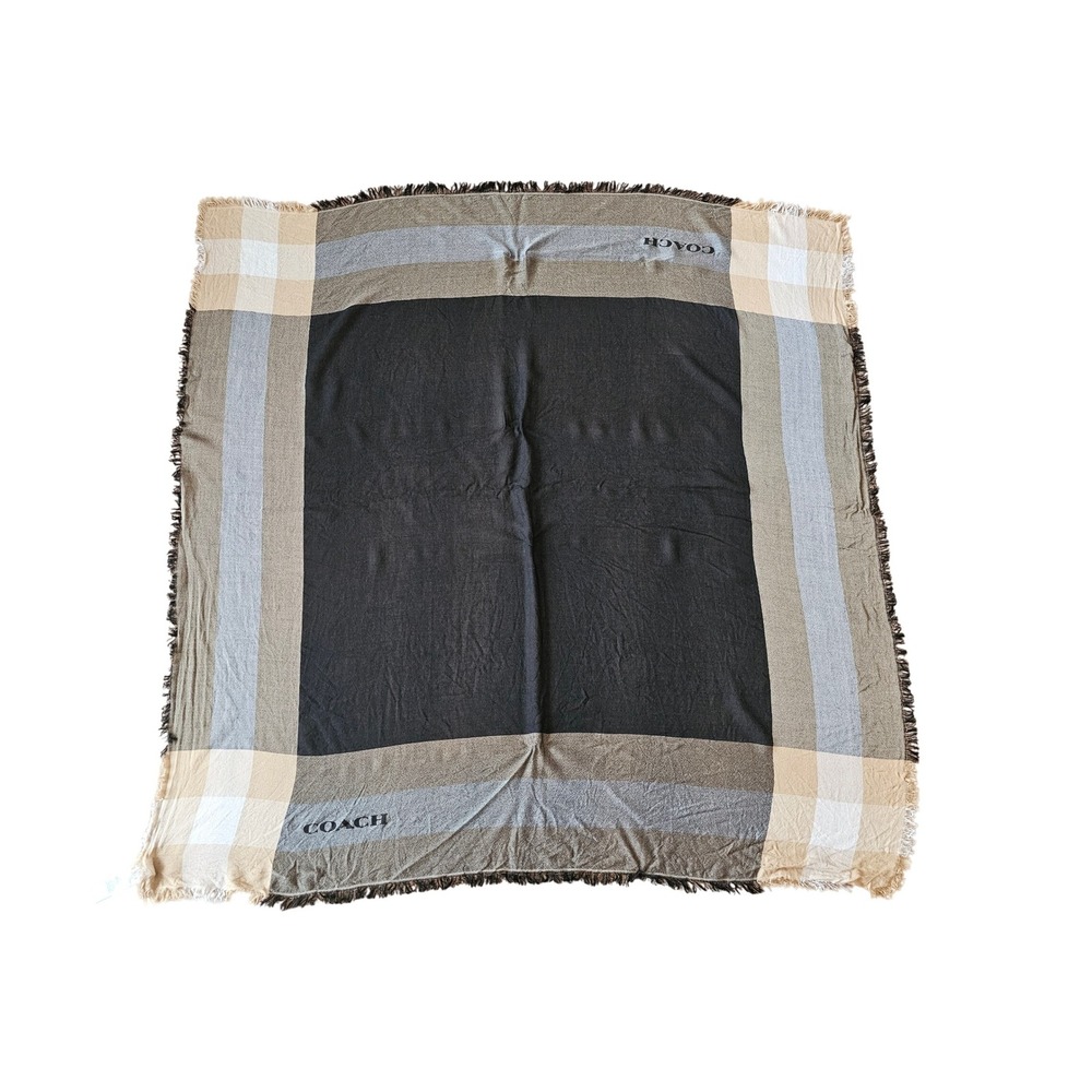 Coach Windowpane Challis‎ Wool Blend Scarf
